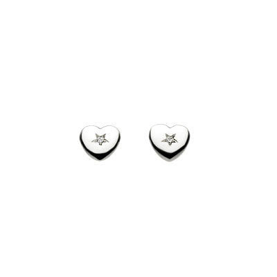 Sterling Silver Diamond Heart Stud Kids Earrings For Girls 1