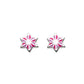 Sterling Silver Enameled Pink Strip Star Girls Earrings 1
