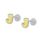 Kids Jewelry - Sterling Silver Color Enameled Initial Silicone Back Earrings