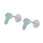 Kids Jewelry - Sterling Silver Color Enameled Initial Silicone Back Earrings