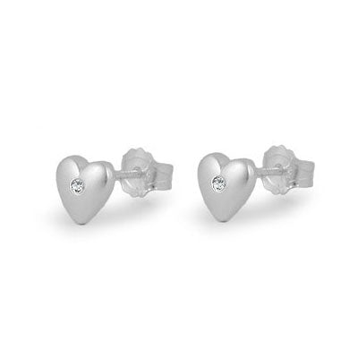 Children's Jewelry - Sterling Silver Diamond Heart Earrings For Girls 1