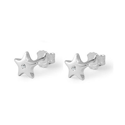 Sterling Silver Diamond Star Children's Earrings For Girls 1