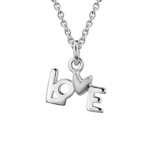 Kids Jewelry - Sterling Silver LOVE Pendant Necklace For Girls (14, 15 in) 1