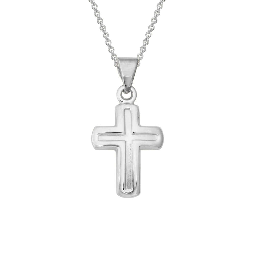 Children 14K Yellow/White Gold Cross Pendant Necklace For Girls (14, 15 in)