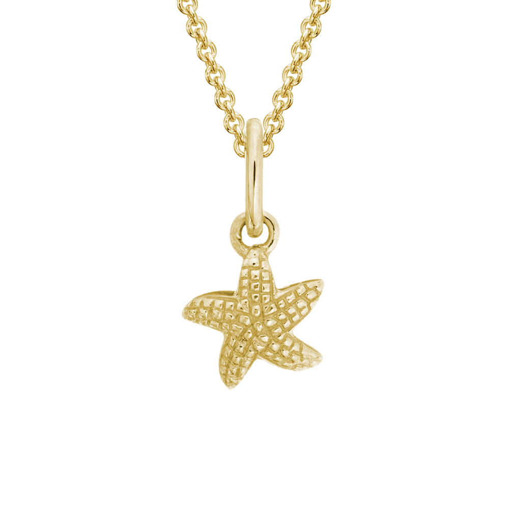Kids 14K Yellow Gold/Sterling Silver Starfish Pendant Necklace For Girls (14, 15 in) 1