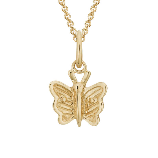 Kids Jewelry - 14K Yellow Gold Butterfly Pendant Necklace For Girls (14, 15 in) 1
