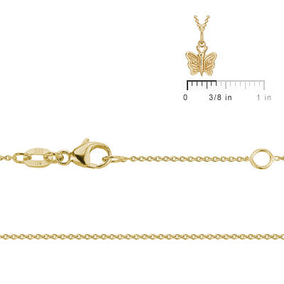 Kids Jewelry - 14K Yellow Gold Butterfly Pendant Necklace For Girls (14, 15 in) 2