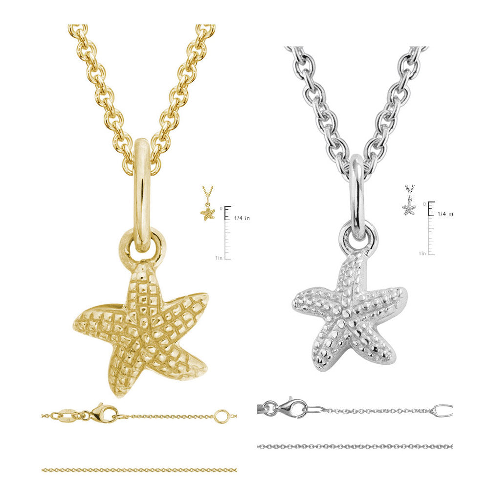 Kids 14K Yellow Gold/Sterling Silver Starfish Pendant Necklace For Girls (14, 15 in) 2