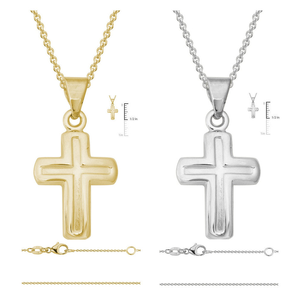 Children 14K Yellow/White Gold Cross Pendant Necklace For Girls (14, 15 in) 2