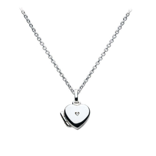 Baby Jewelry - Sterling Silver Diamond Accented Heart Locket Necklace (12-14 in) 1