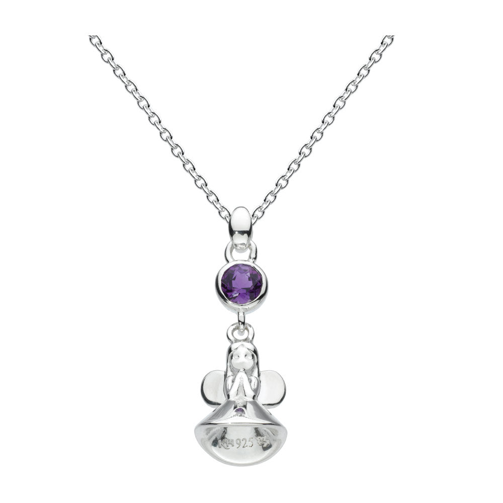 Little Girl Silver Fairy Godmother Simulated 12-Month Birthstone Necklace (12-14 in)