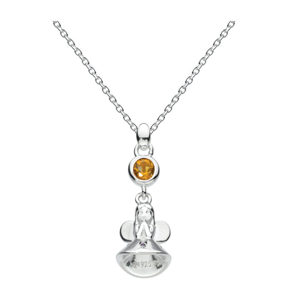 Little Girl Silver Fairy Godmother Simulated 12-Month Birthstone Necklace (12-14 in)