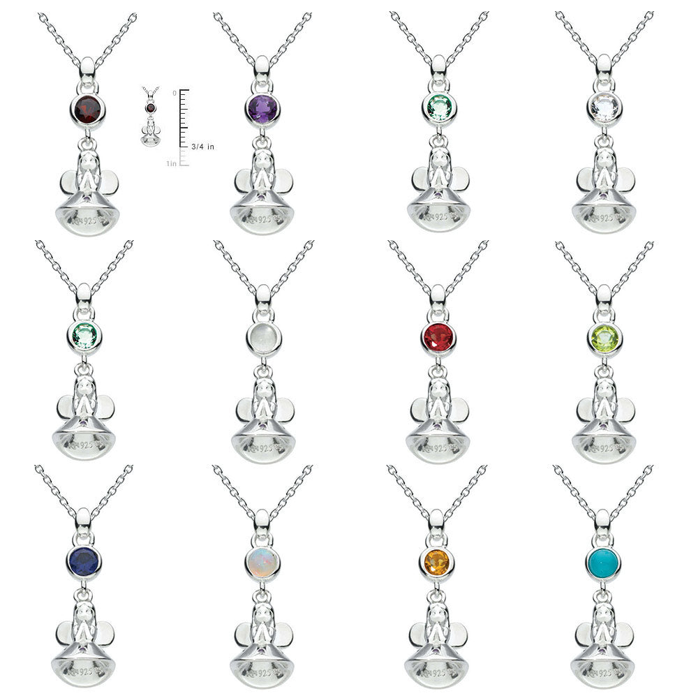 Little Girl Silver Fairy Godmother Simulated 12-Month Birthstone Necklace (12-14 in) 2