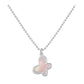 Sterling Silver White Or Pink Mother of Pearl Butterfly Necklace For Girls (15-16 1/2 in)