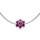 Girl's Jewelry - Silver Simulated Birthstone Flower Bead Snake Chain Necklace