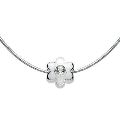 Girl's Jewelry - Silver Simulated Birthstone Flower Bead Snake Chain Necklace