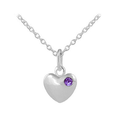 12-18 Inches Children Or Teen Girls Silver Birthstone Heart Necklace 1