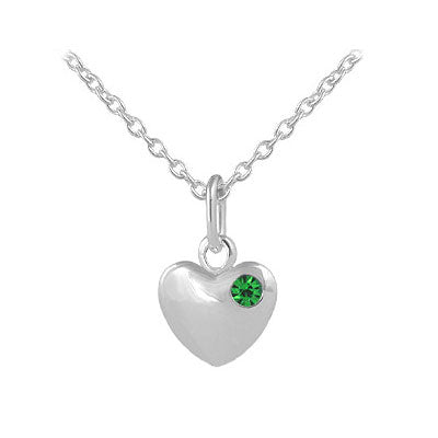 12-18 Inches Children Or Teen Girls Silver Birthstone Heart Necklace