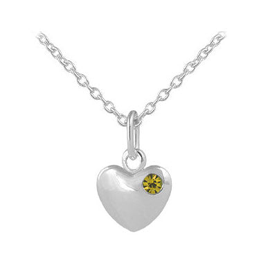 12-18 Inches Children Or Teen Girls Silver Birthstone Heart Necklace