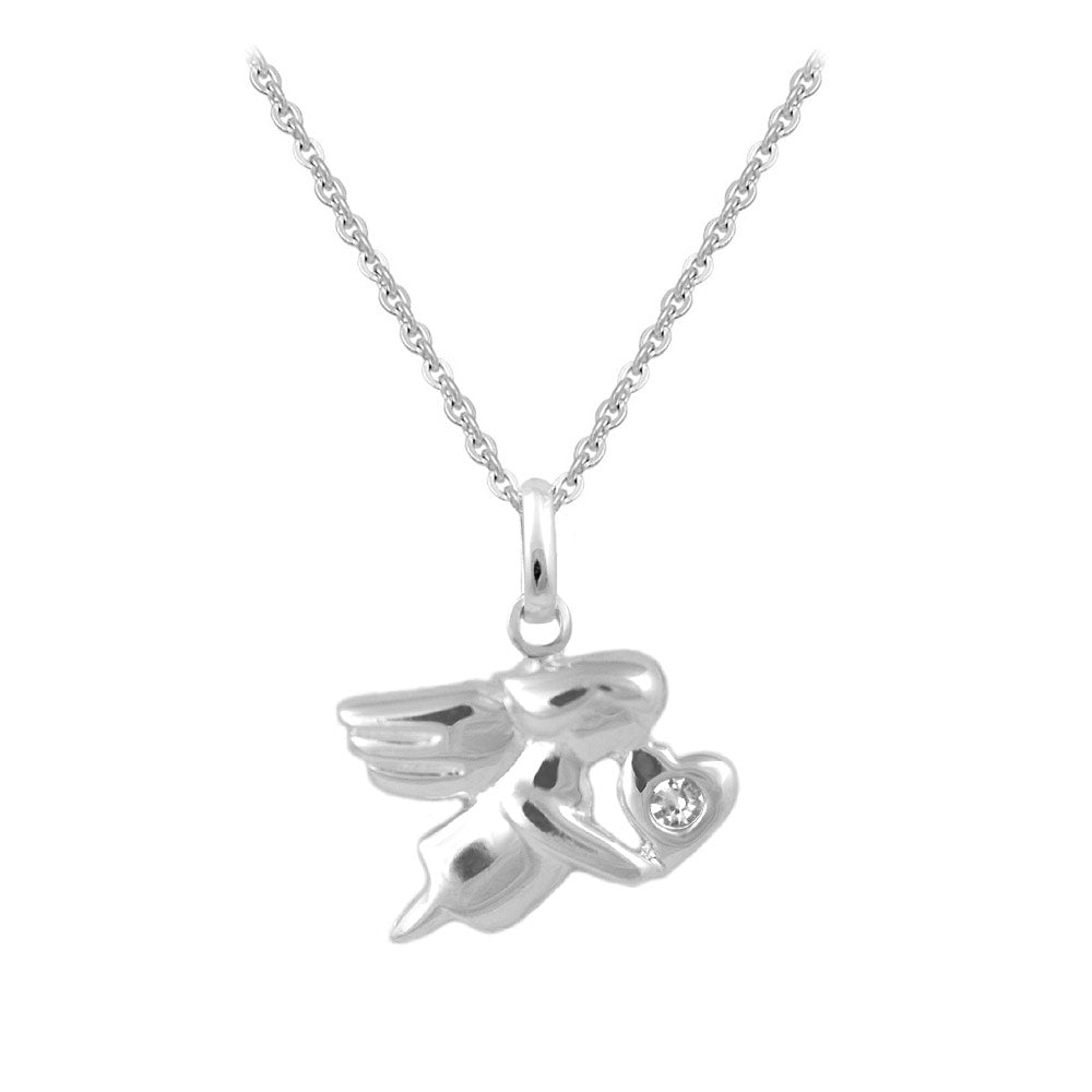 12-18 In Sterling Silver Birthstone Angel Necklace For Children & Teen Girls 1
