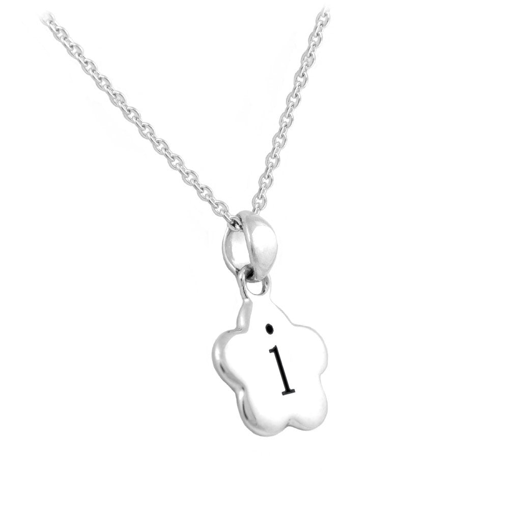 Girl's Sterling Silver Initial Flower Pendant Necklace (12,14 in)