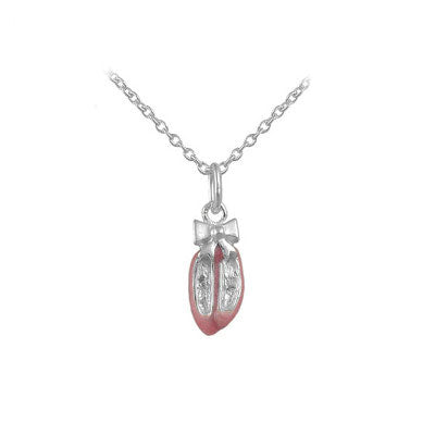 12-18 Inches Sterling Silver Enameled Ballet Shoes Necklace For Girls 1