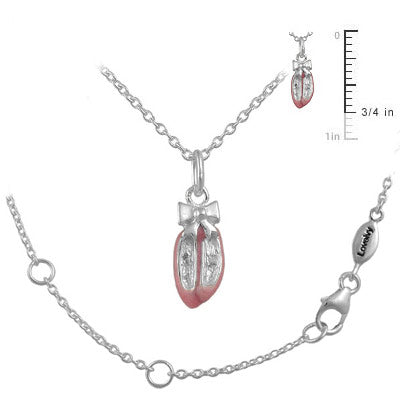 12-18 Inches Sterling Silver Enameled Ballet Shoes Necklace For Girls 2
