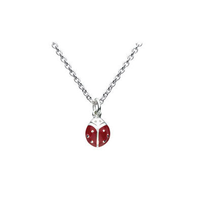 Sterling Silver Enameled Red Ladybug Children's Necklace For Girls (12-14 in) 1