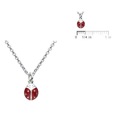 Sterling Silver Enameled Red Ladybug Children's Necklace For Girls (12-14 in) 2