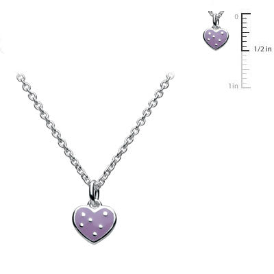 Sterling Silver Kids Purple Heart Pendant Necklace For Girls (12,13,14 in) 2