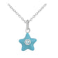 Sterling Silver Girl's Birthstone Enamel Star Pendant Necklace (12-18 In)