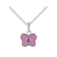 Girl's Sterling Silver Birthstone Enamel Butterfly Necklace (12-18 in)
