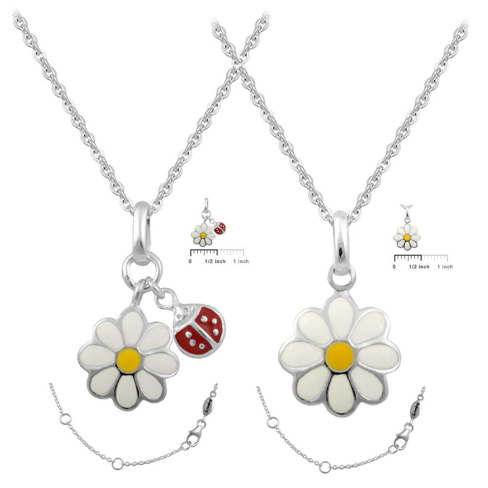Sterling Silver Daisy Pendant Necklaces For Girls Of All Ages (12-18 In) 2