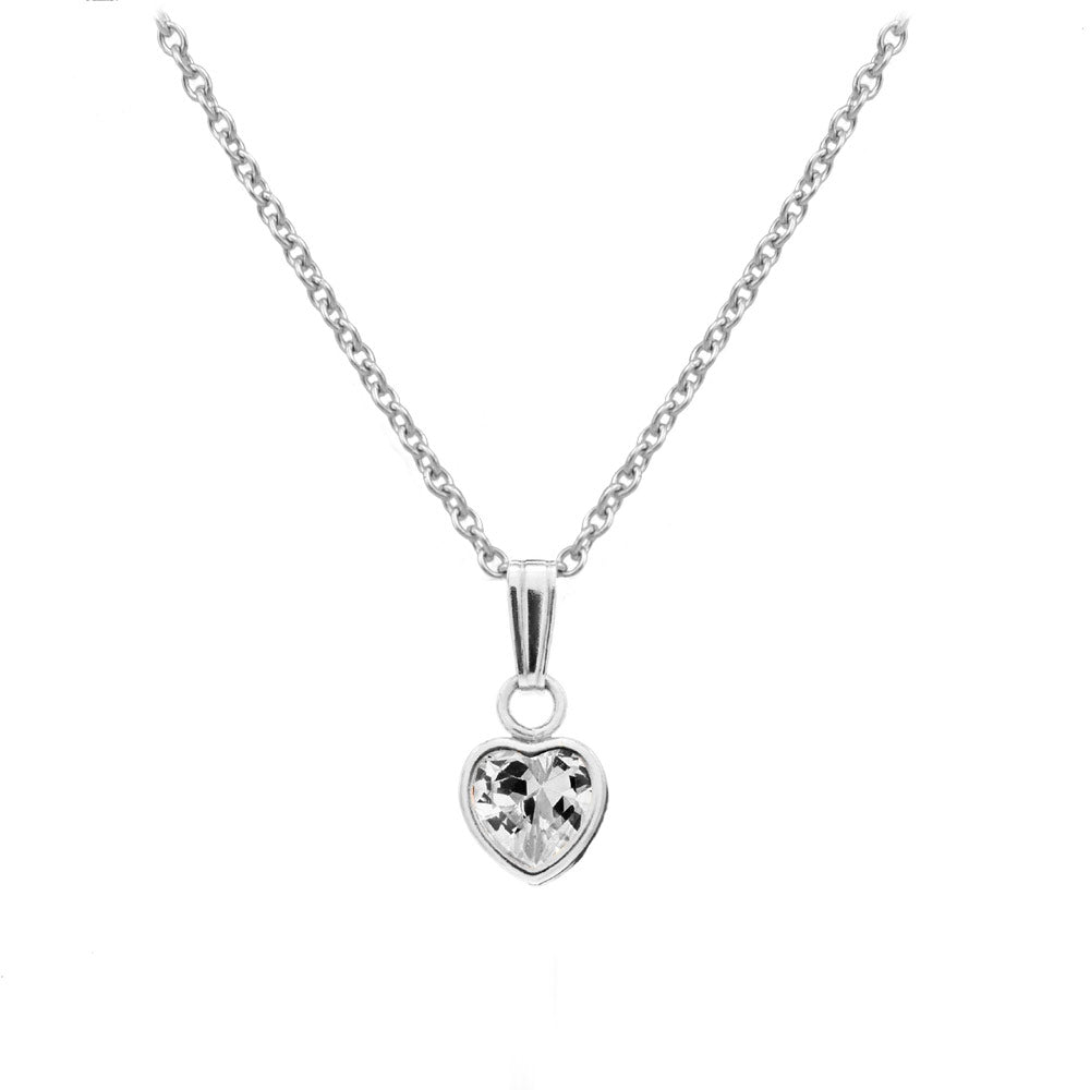13 In Little Girl's Sterling Silver Simulated Birthstone Heart Pendant Necklace
