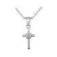 Girls Silver Diamond/Pink Sapphire Flower Cross Pendant Necklace (14-16 in) 1