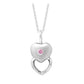 14-16 Inch Silver Pink Sapphire Stacked Hearts Young Girl's Necklace 1
