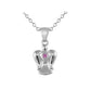 Sterling Silver Diamond /Pink Sapphire Girls Angel Pendant Necklace (14-16 In)
