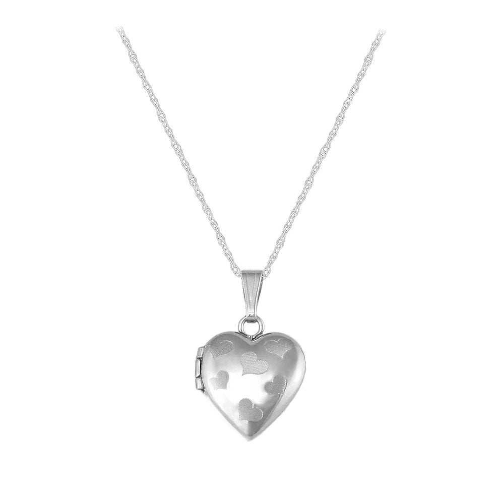 Girls Jewelry - 15 Inches Gold Or Silver Etched Heart Locket Necklace