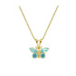 Girl's 14K Yellow Gold CZ Birthstone Butterfly Necklace (15 in)