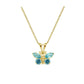 Girl's 14K Yellow Gold CZ Birthstone Butterfly Necklace (15 in)