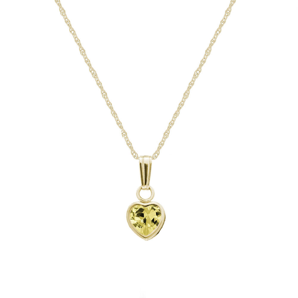 13 In Little Girl's 14K Yellow Gold Simulated Birthstone Heart Pendant Necklace