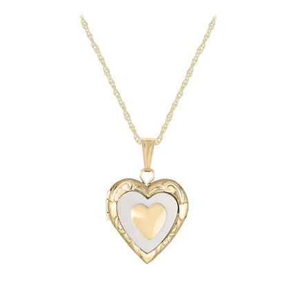 Children Gold Or Silver Mother of Pearl Heart Locket Necklace For Girls (15 in) 1