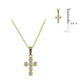 Girls 14K Yellow Gold White Cubic Zirconia Cross Pendant Necklace (15 inches) 2