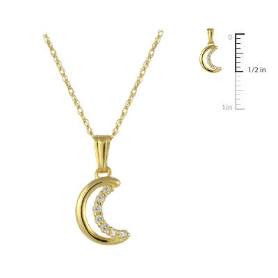 Children 14K Yellow Gold Moon Pendant Necklace For Girls (15 inches) 2