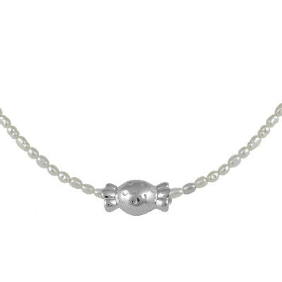 Girls 15-17 Inches Silver Freshwater Cultured Pearl Cross, Heart Or Candy Necklace