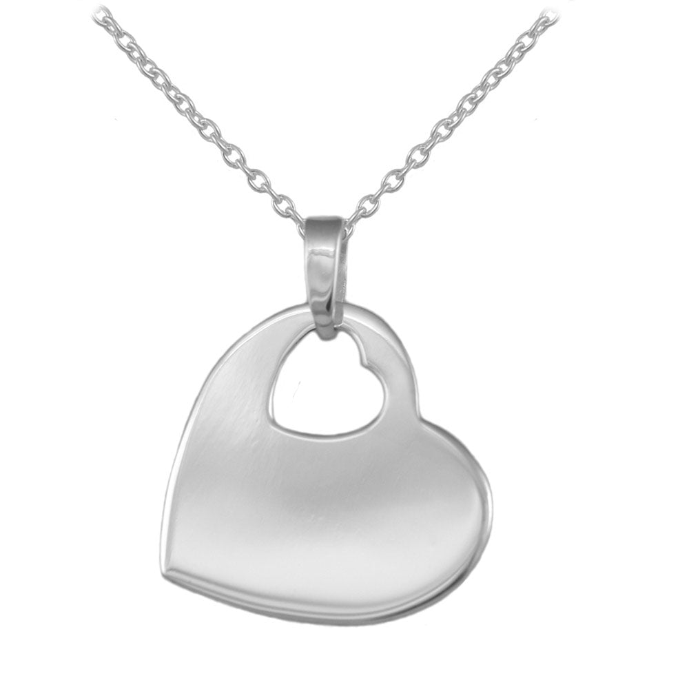 Children And Teen Girls Sterling Silver Heart Tag Necklace (14-18 in) 1