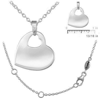 Children And Teen Girls Sterling Silver Heart Tag Necklace (14-18 in) 2