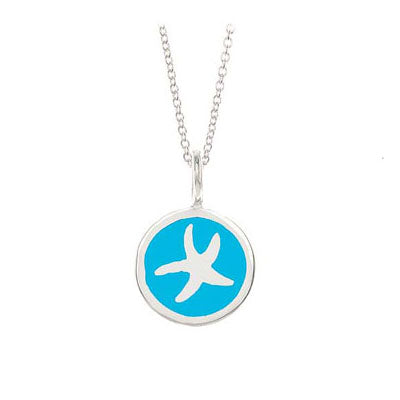 Children Sterling Silver Blue Starfish Pendant Necklace (14 in) 1