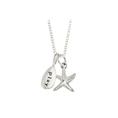 Children Sterling Silver Starfish/Play Pendants Necklace (14 In) 1