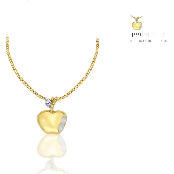14K Yellow Gold Snow White Diamond Poison Apple Girls Necklace (14-16 in) 1